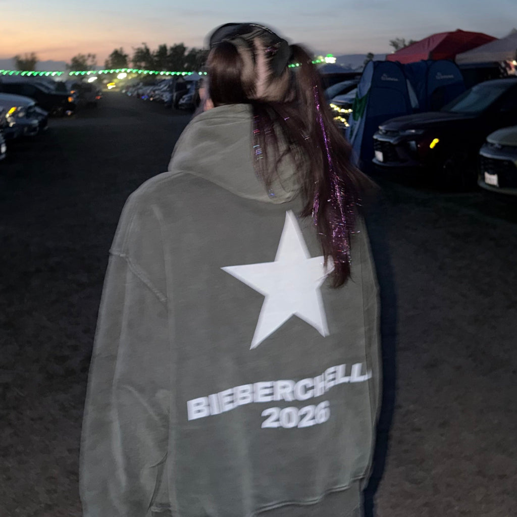 Bieberchella 2026 Vintage Wash Oversized Zip-Up Hoodie