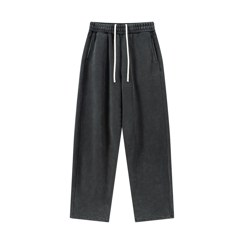 400GSM Men’s Vintage-Wash Scythe-Cut Barrel Pants Vintage Dark Grey