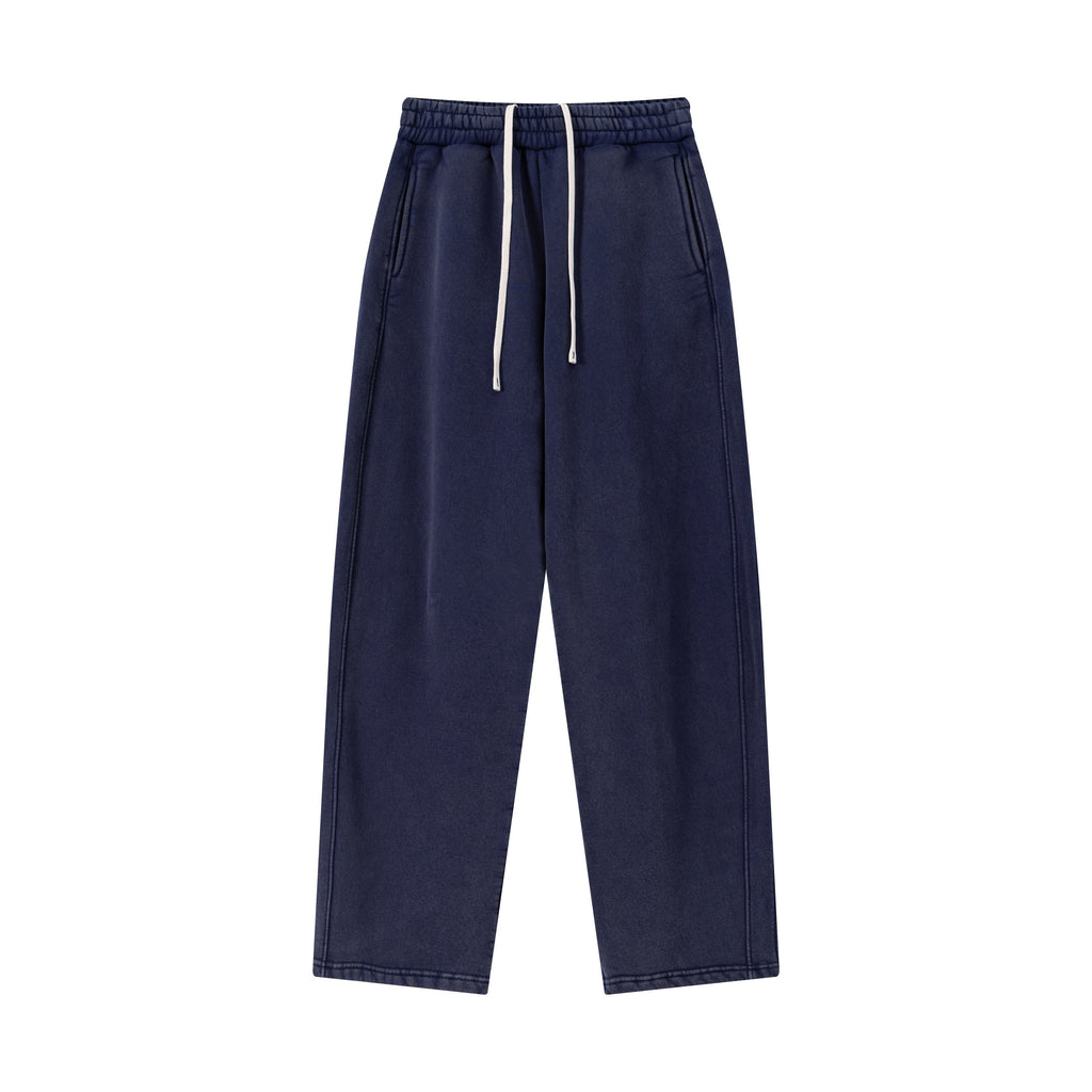 400GSM Men’s Vintage-Wash Scythe-Cut Barrel Pants Vintage Royal Blue