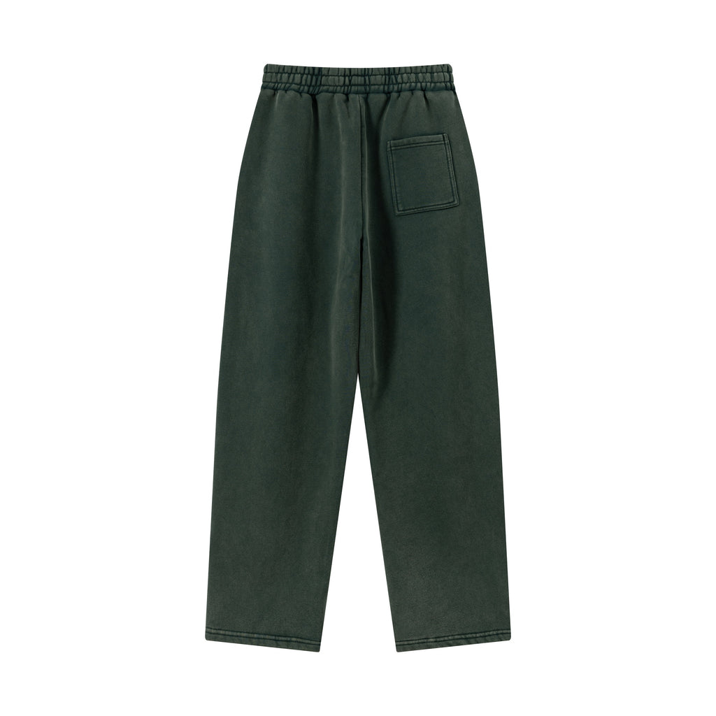 400GSM Men’s Vintage-Wash Scythe-Cut Barrel Pants Vintage Emerald Green