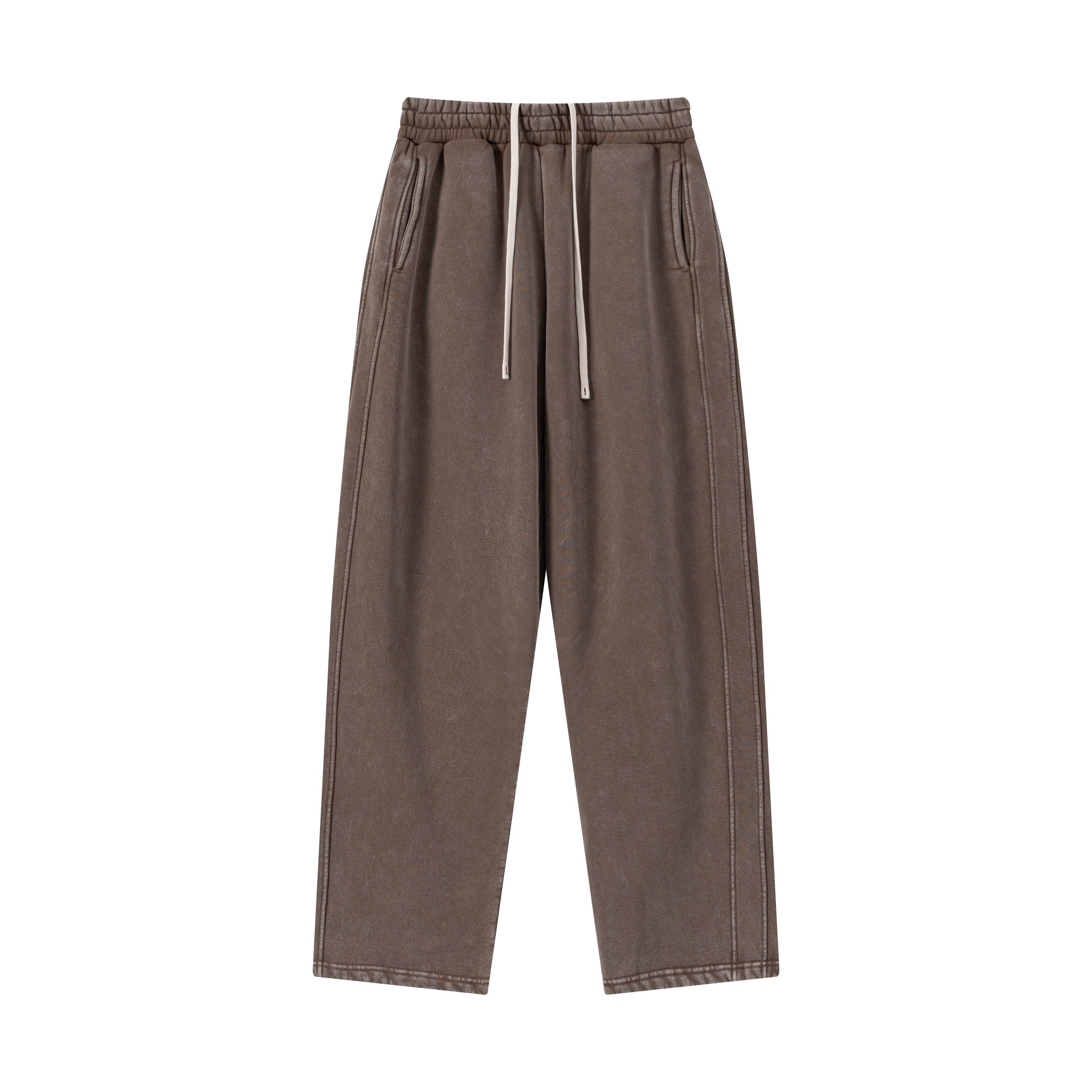 400GSM Men’s Vintage-Wash Scythe-Cut Barrel Pants Vintage Dark Brown