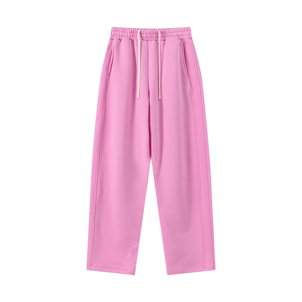 400GSM Men’s Vintage-Wash Scythe-Cut Barrel Pants Vintage Peach Pink