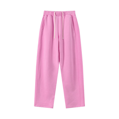 400GSM Men’s Vintage-Wash Scythe-Cut Barrel Pants Vintage Peach Pink