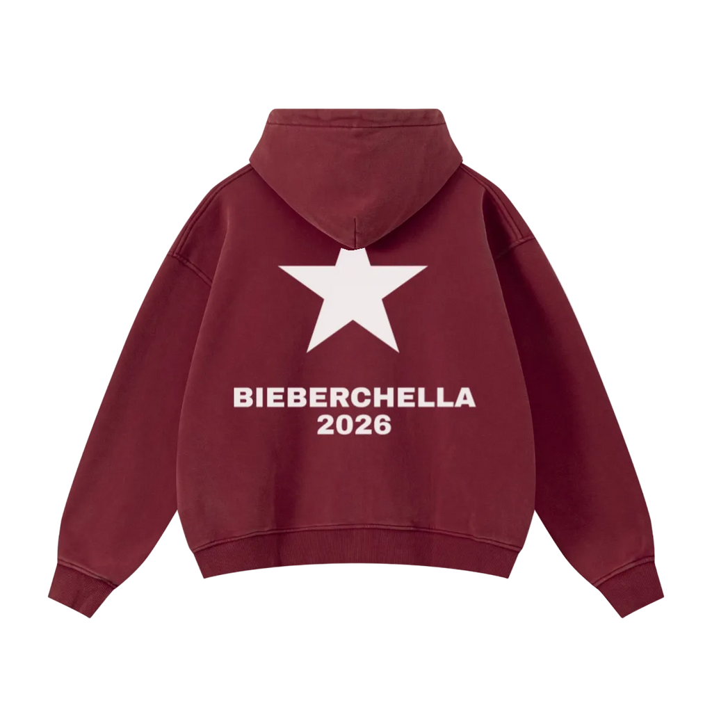 400GSM Unisex Vintage-Wash Boxy-Fit Zip-Up Hoodie Vintage Red