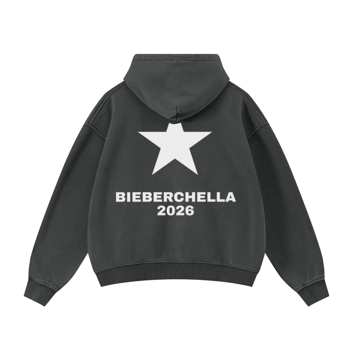 400GSM Unisex Vintage-Wash Boxy-Fit Zip-Up Hoodie Vintage Dark Grey