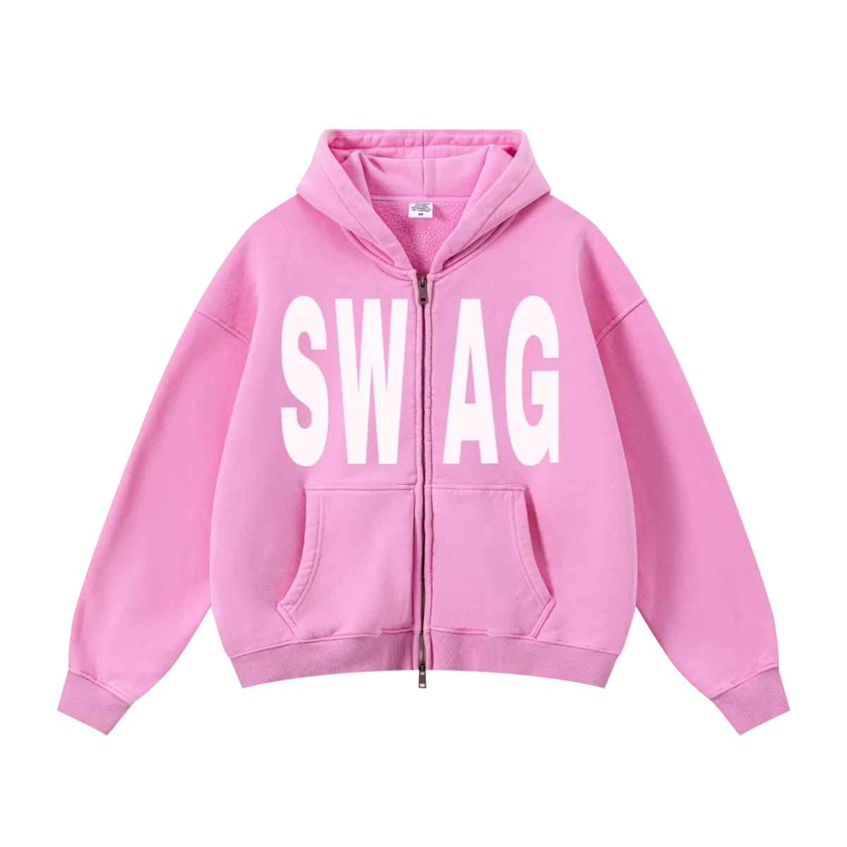 400GSM Unisex Vintage-Wash Boxy-Fit Zip-Up Hoodie Vintage Peach Pink