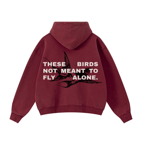 400GSM Unisex Vintage-Wash Boxy-Fit Zip-Up Hoodie Vintage Red